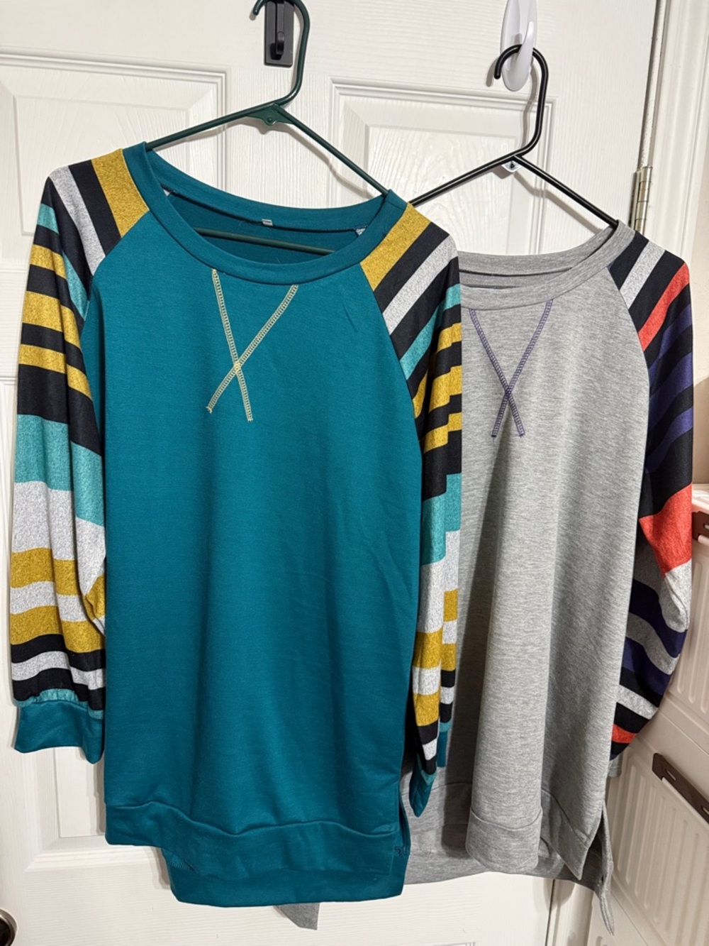 Two Pullover with Striped Accent Sleeves both for 18 same size !
